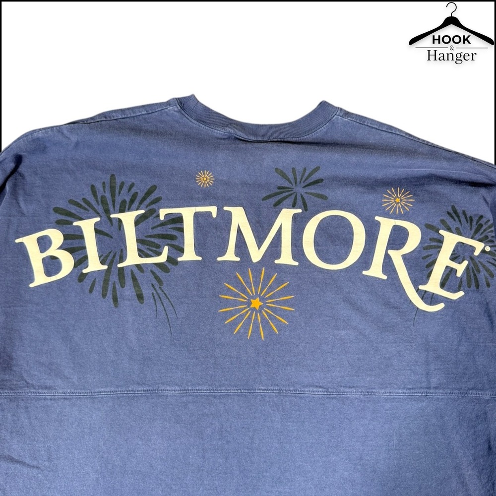 Spirit Jersey Biltmore Estate Shirt XL Blue Fireworks Long Sleeve Souvenir Tee - Picture 4 of 10